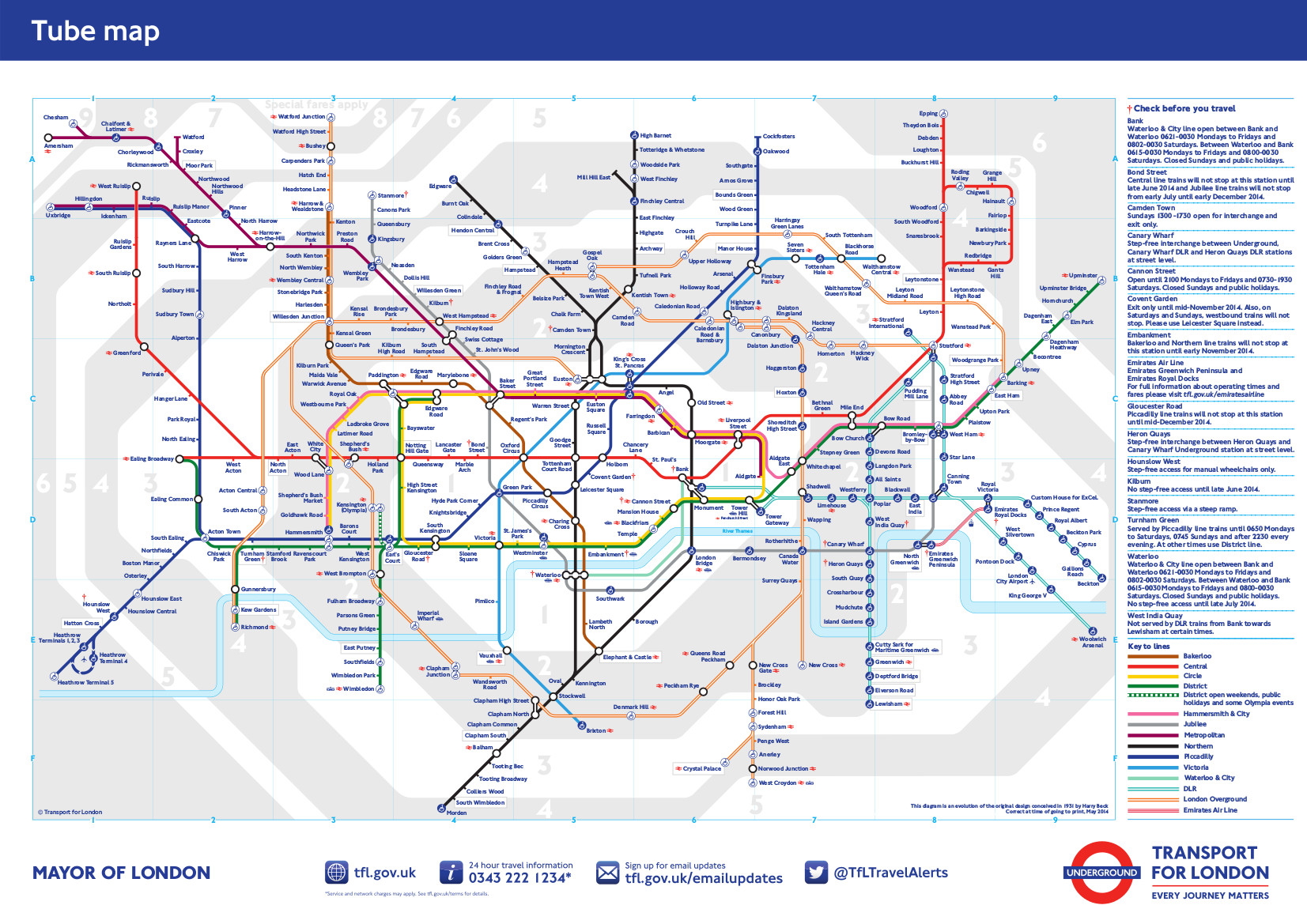 Plan de métro de Londres - Carte du métro de Londres (Angleterre)