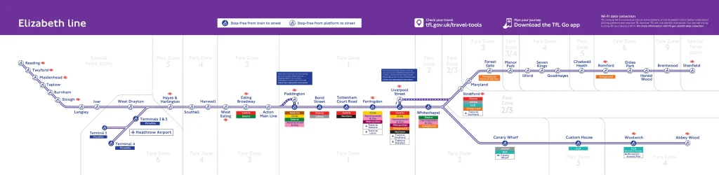 Mapa de la línea Elisabeth Line