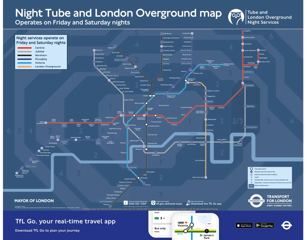 Mapa del Night Tube